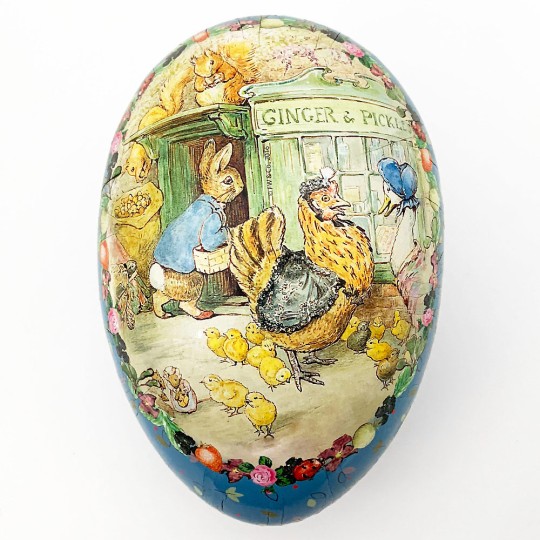 7" Peter Rabbit Ginger and Pickles Papier Mache Easter Egg Container ~ Germany